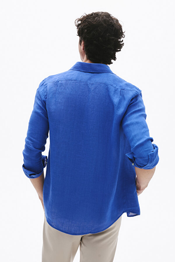 Blue Linen Men's Shirt 2